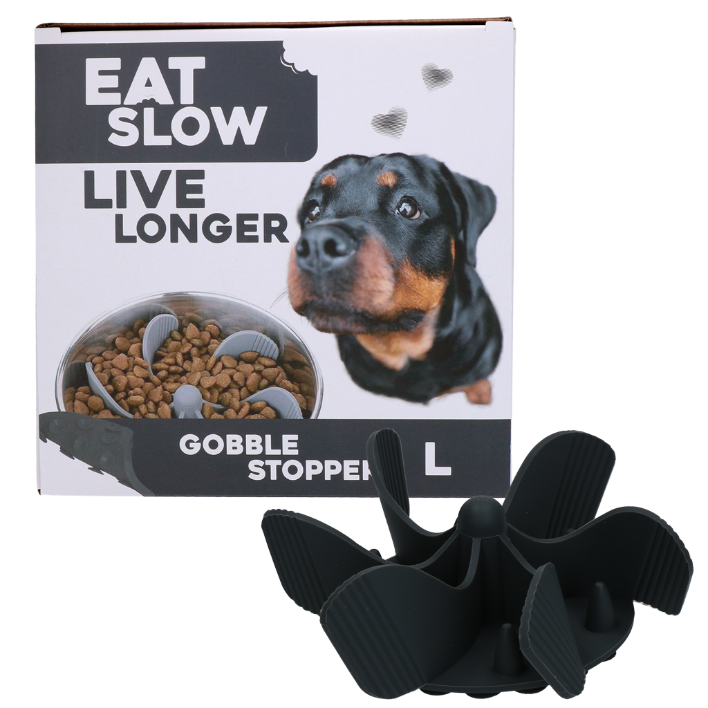 Eat Slow Live Longer Anti-Schling-Einsatz Gobble Stopper grau L