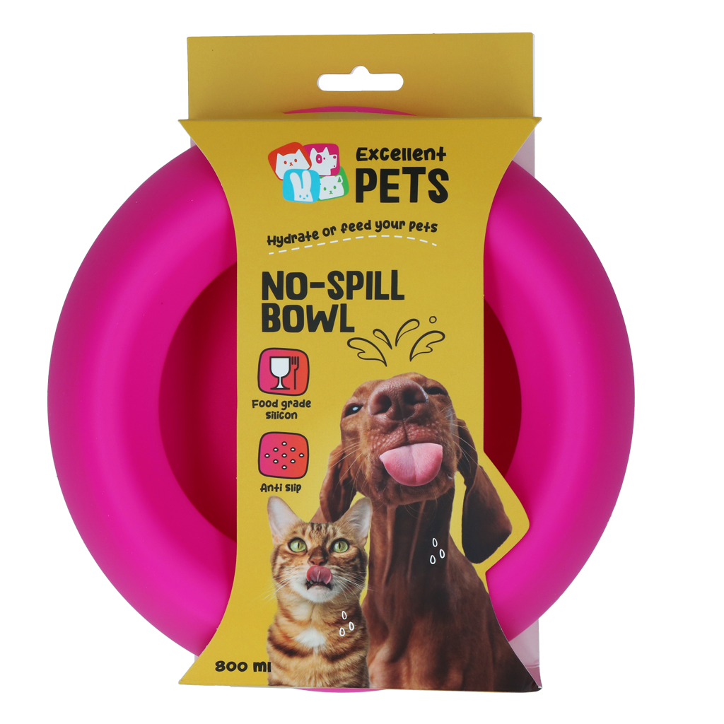 Excellent Pets No-Spill Bowl anti-knoeibak 800 ml Roze M