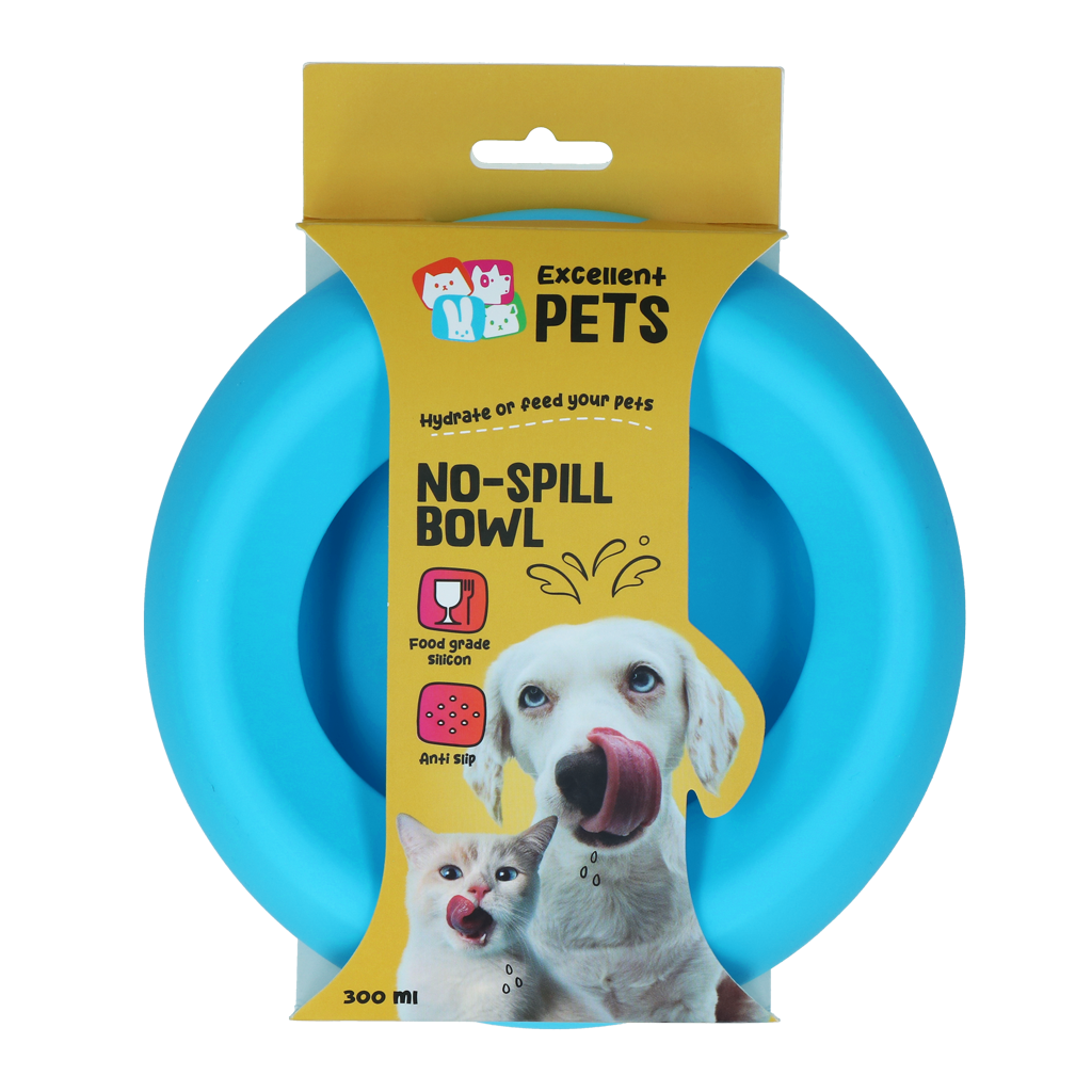 Excellent Pets No-Spill Bowl gamelle anti-renversement 300 ml Bleu S