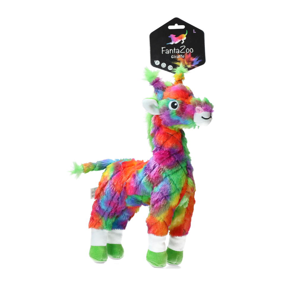 FantaZoo Giraffe L pluche hondenknuffel met pieper