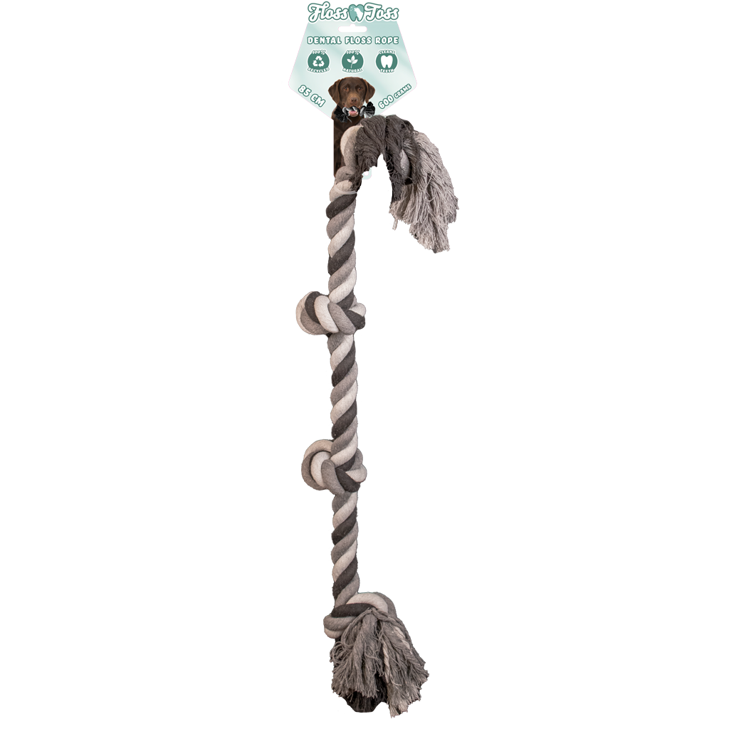 Floss Toss Dental Rope flostouw 4 knopen 85 cm voor honden