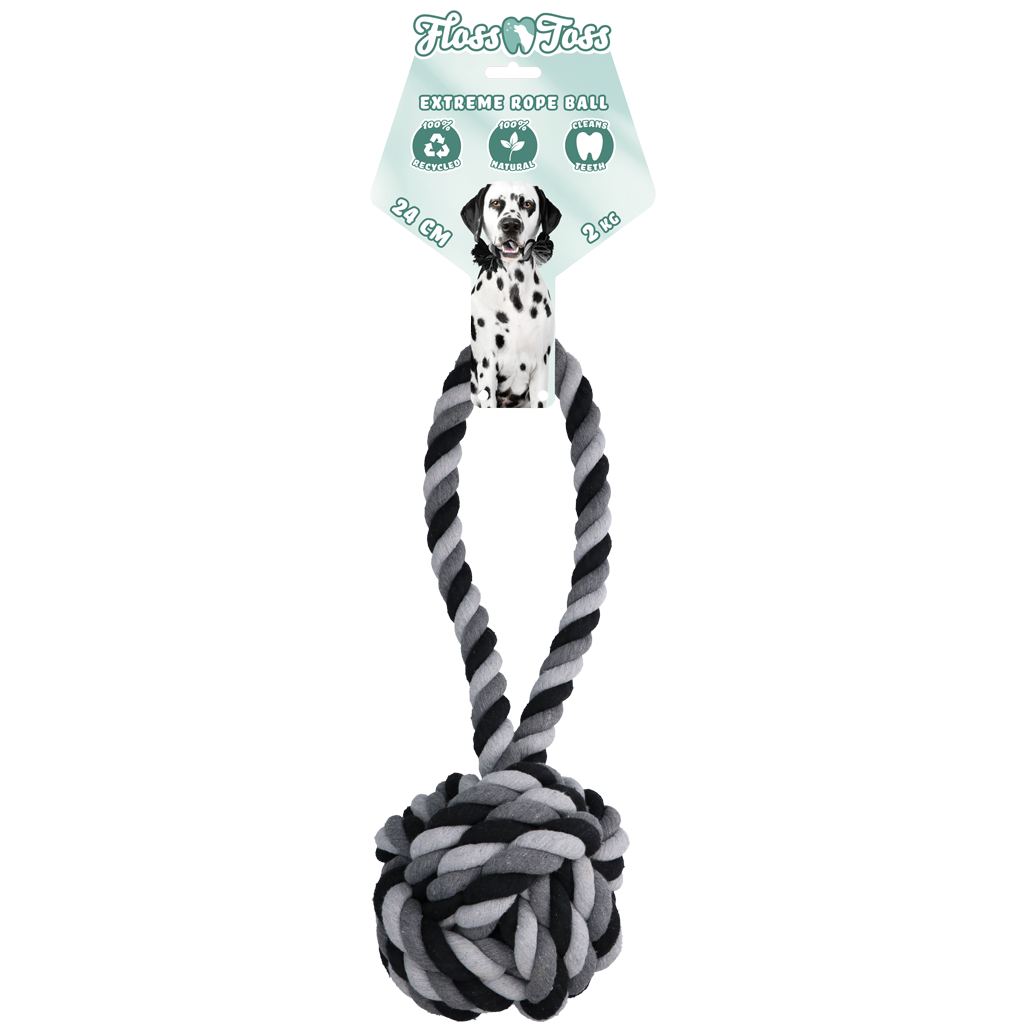 Floss Toss Dental Rope Extreme Tug and Ball Zahnpflege-Seil mit Ball 60 cm