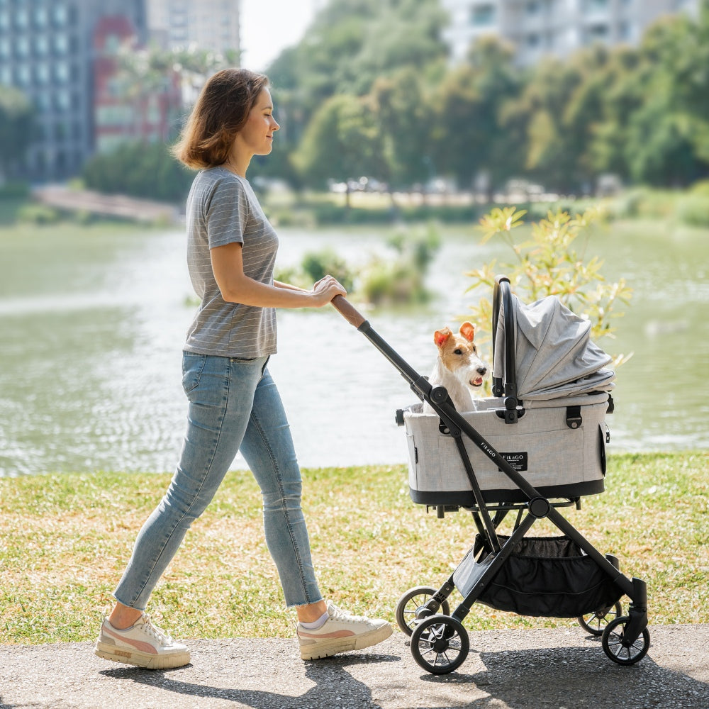 Flytta Plus - Detachable Pet Stroller (tot 20kg) - Grey Huskey