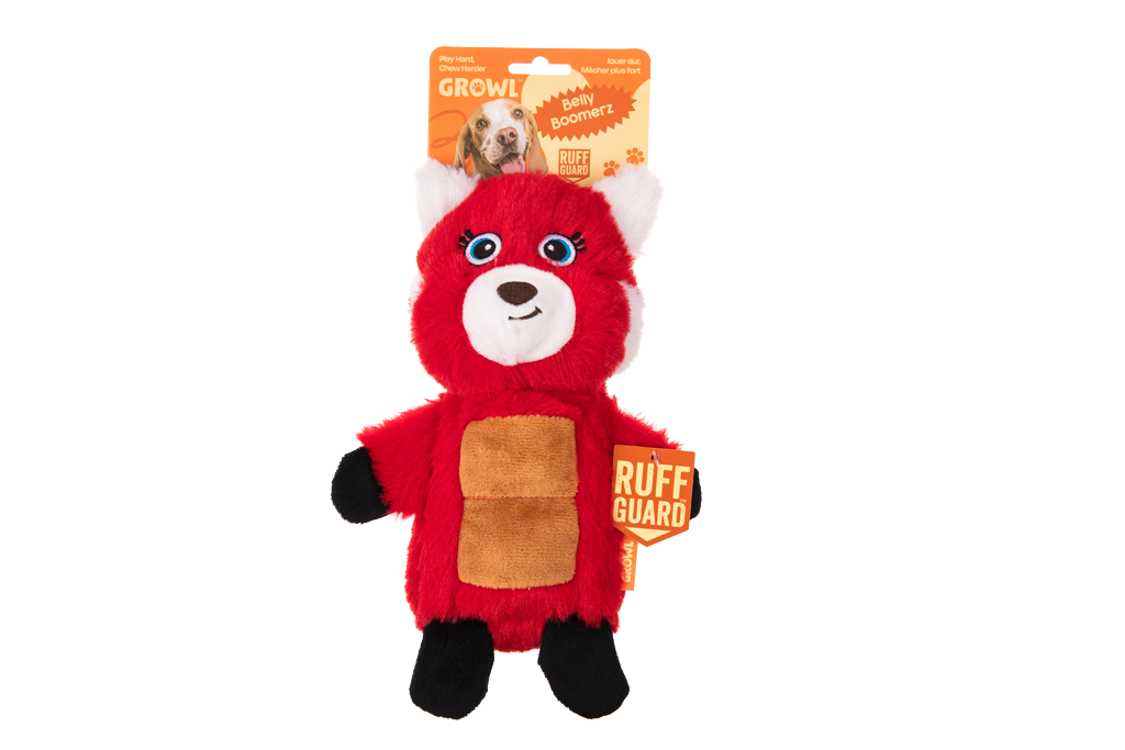 Growl Belly Boomerz Riley der Rote Panda Plüsch-Hundespielzeug