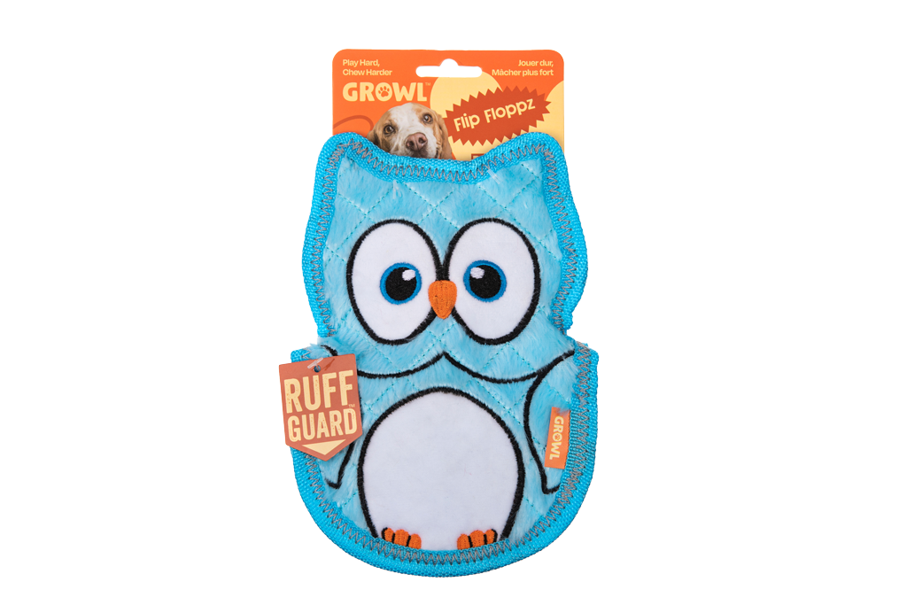 Growl Flip Floppz Ollie die Eule Plüsch-Hundespielzeug