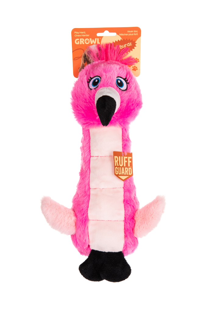 Growl Belly Burdz Fione de Flamingo jouet en peluche pour chien