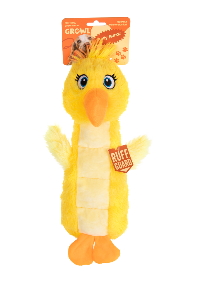 Growl Belly Burdz Sunny de Kanarie jouet en peluche pour chien