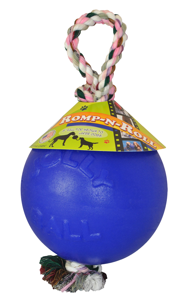 Jolly Pets Jolly Romp-n-Roll balle avec corde Bleu S (10 cm)