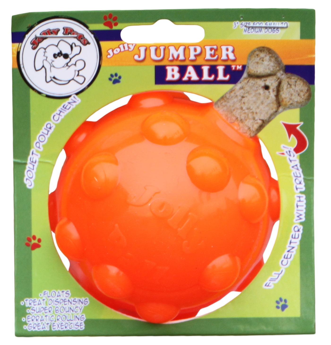 Jolly Pets Jolly Jumper stuiterbal hondenspeelgoed Oranje S 7,6 cm