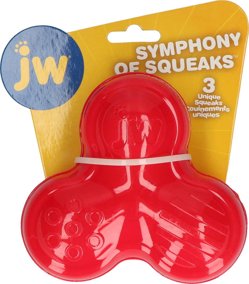 JW Symphony of Squeaks piepspeeltje hond Rood