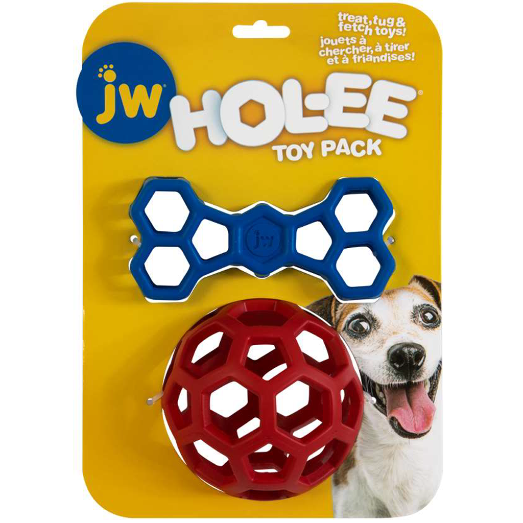JW Hol-ee Duo vulbaar hondenspeelgoed Roller en Bone