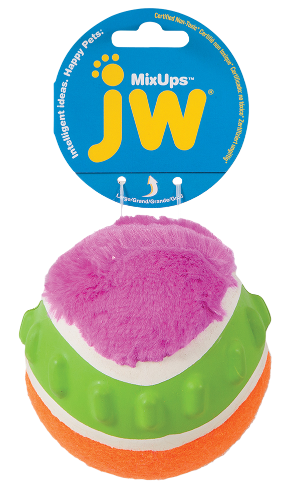 JW Mixups Ribbed Ball Hundespielzeug mit Quietscher L 10 cm