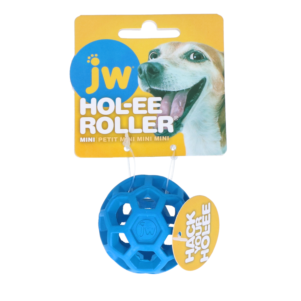 JW Hol-ee Roller jouet à garnir pour chien Bleu Mini 5 cm
