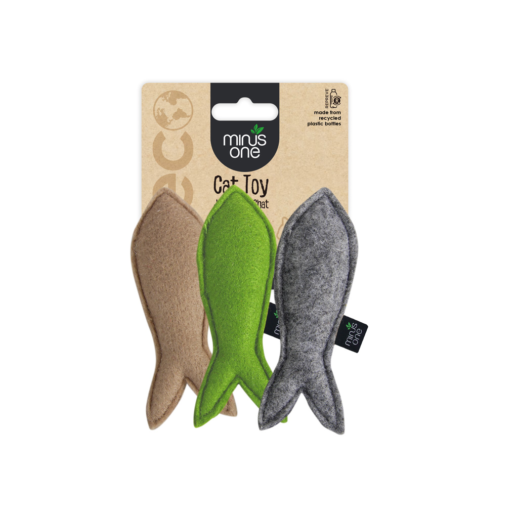 Minus One Felt Katzenspielzeug Fisch 3er-Pack