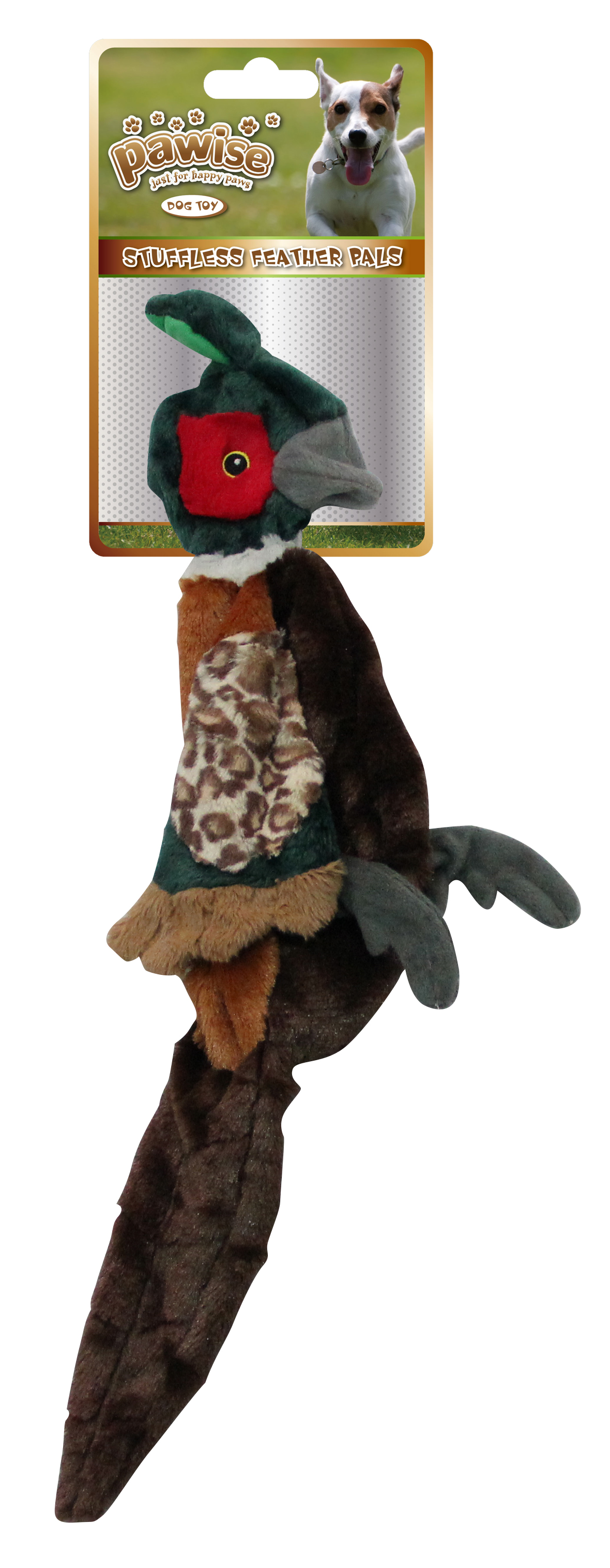 Pawise Stuffless Feather Pals Fazant L ongevulde pluche knuffel met pieper