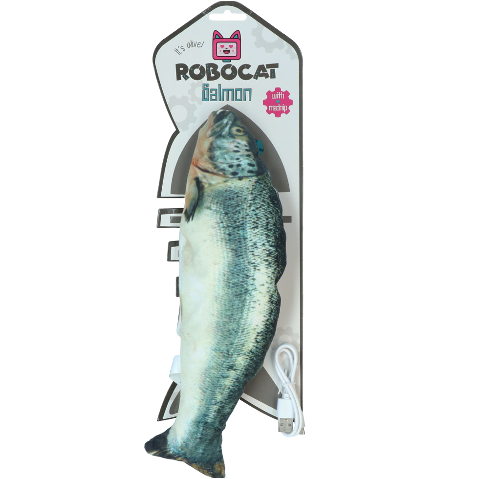 Robocat Zalm interactieve vis kattenspeelgoed 30 cm