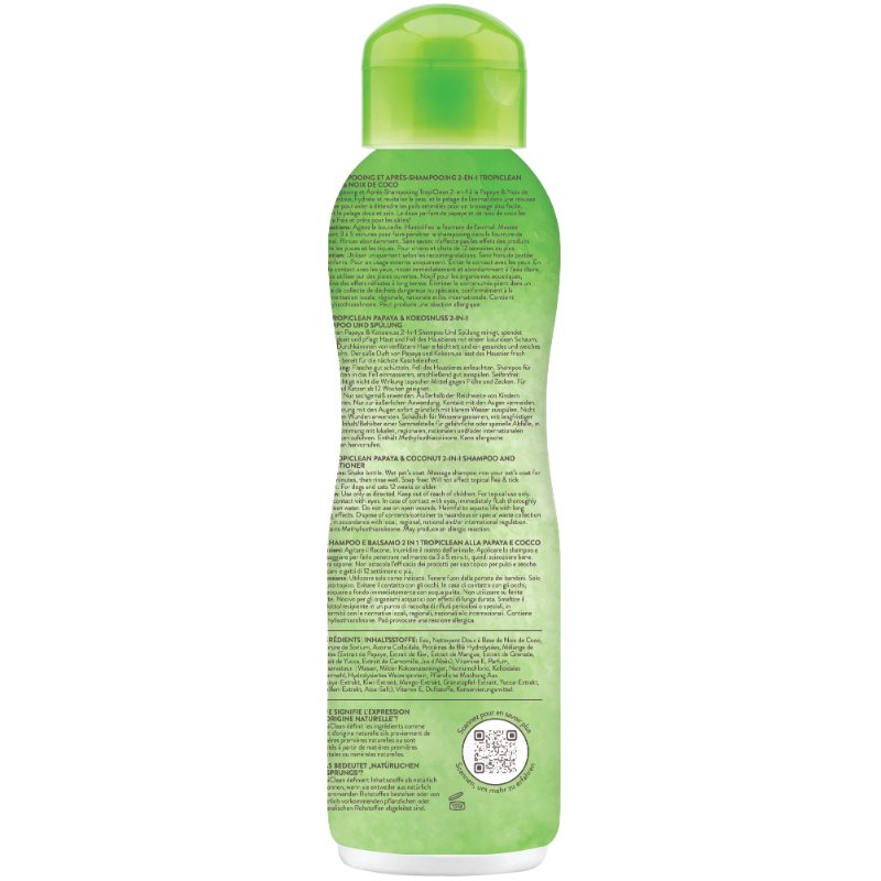 TropiClean Papaja & Kokos 2-in-1 shampoo hond 355 ml