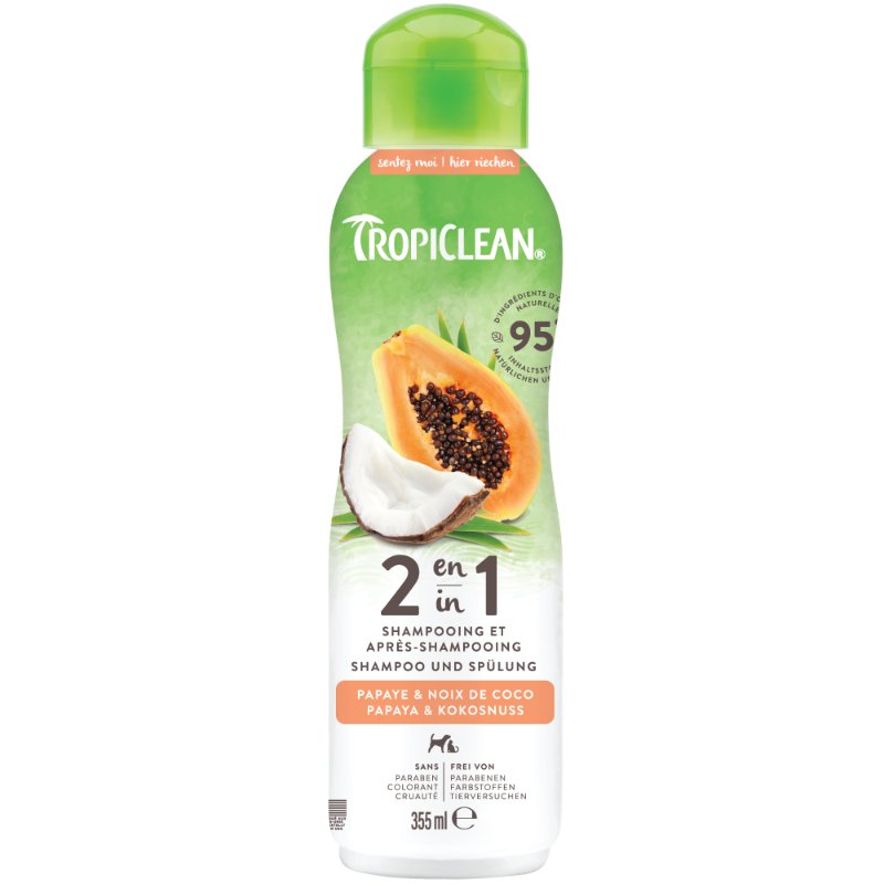 TropiClean Papaja & Kokos 2-in-1 shampoo hond 355 ml