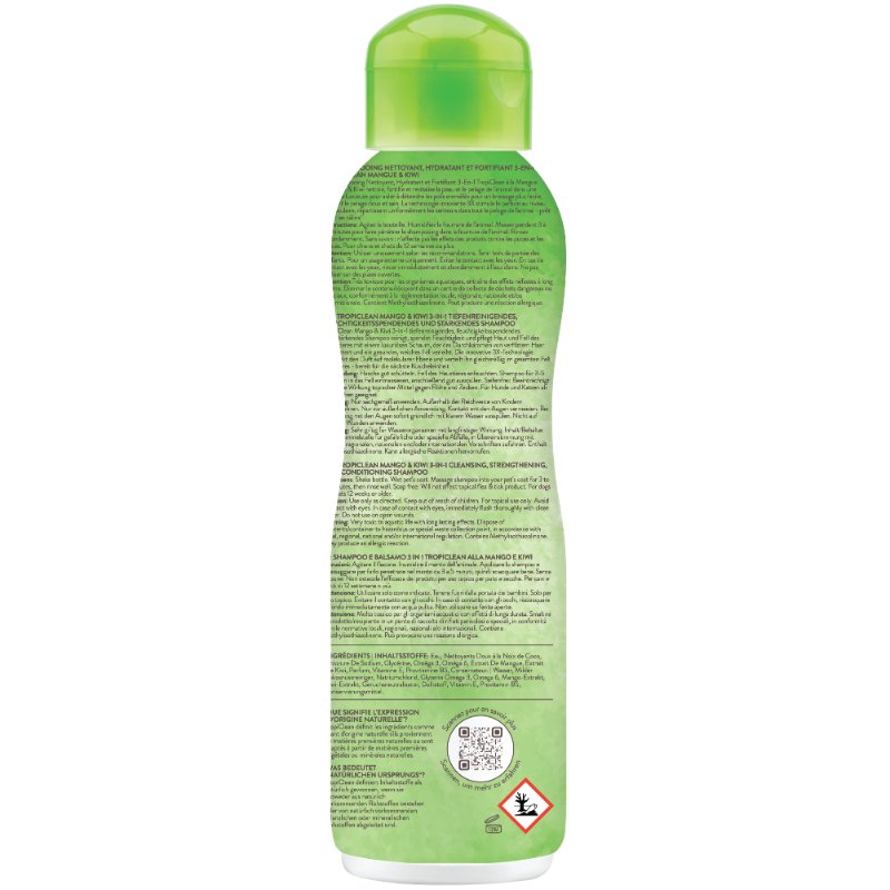 TropiClean 3in1 Strengthening shampoo kiwi & mango omega 3/6 355 ml