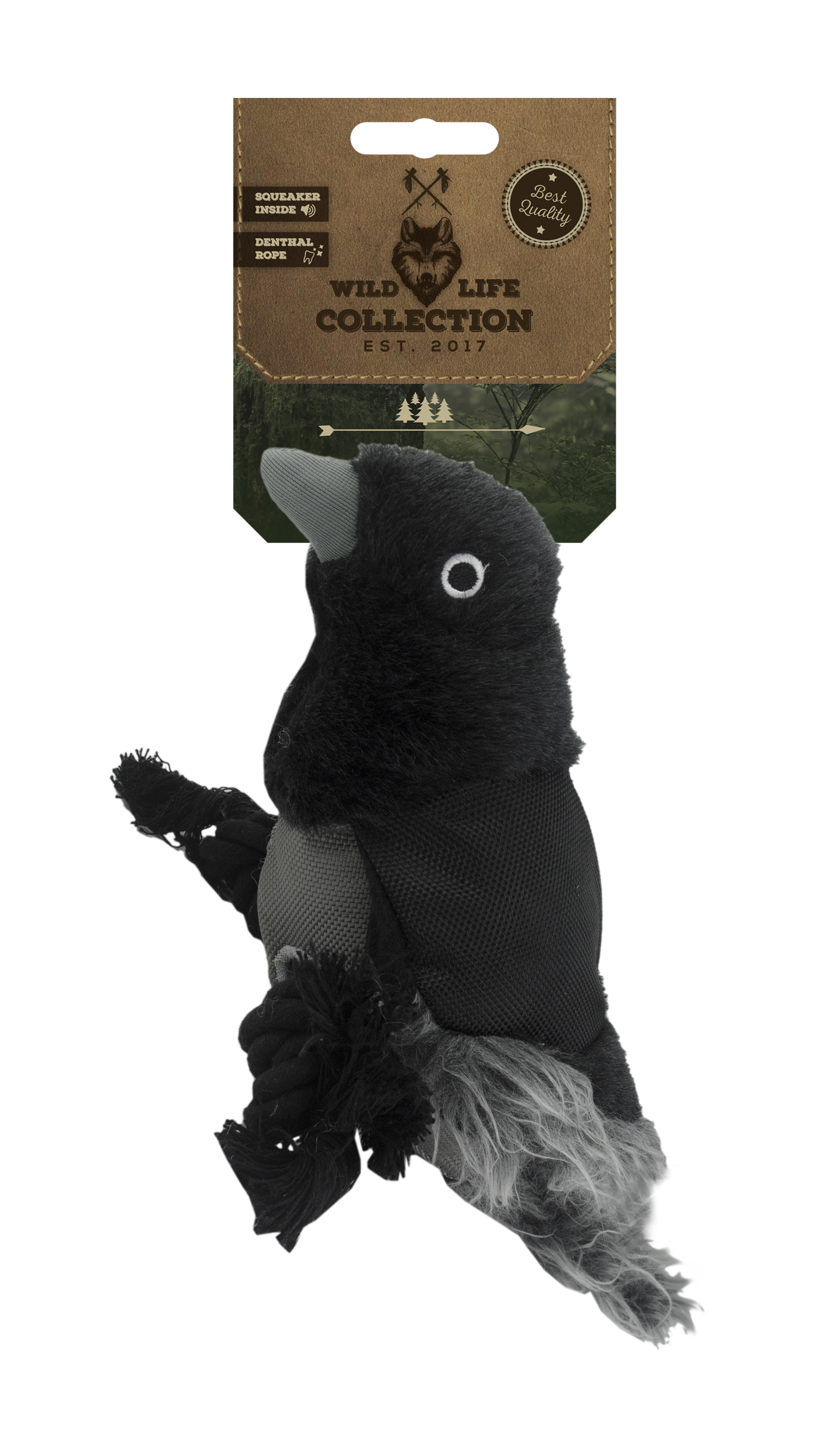 Wild Life Collection Dog Raaf pluche hondenspeeltje