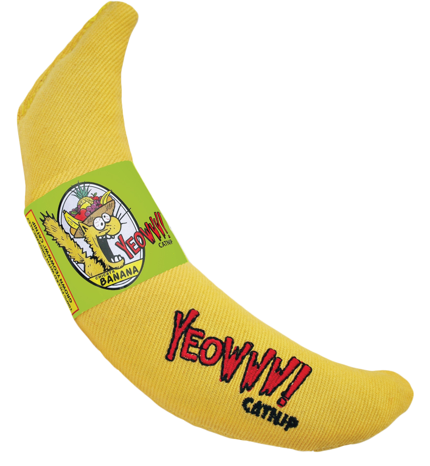 YEOWWW Kattenspeelgoed Banaan met Catnip 100% biologisch extra aantrekkingskracht stevig - Geel - 18 cm