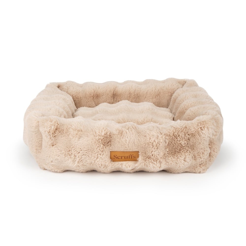 Scruffs Hundebett Alpine Box Champagne XXL 110×75 cm - Luxus Kaninchenfell-Imitat
