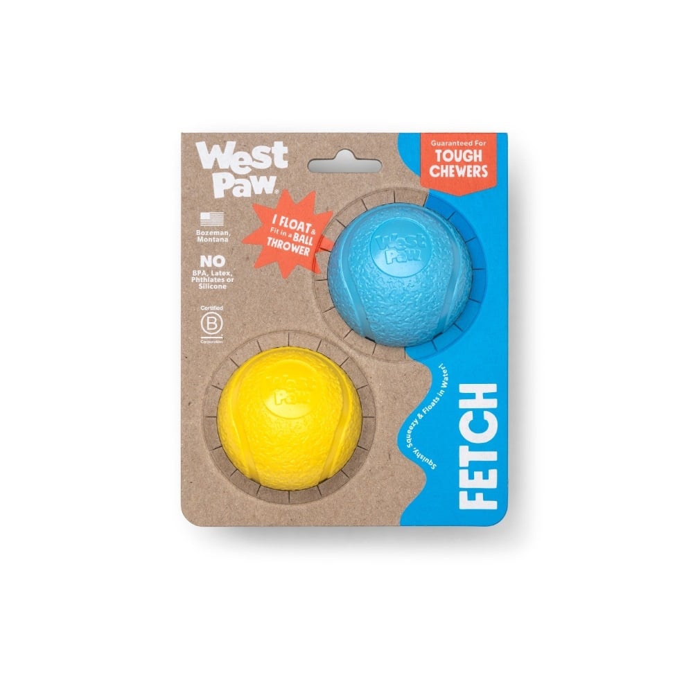 West Paw Zogoflex Echo Boundr Bal 2 Pack – Aqua Blue/Dandelion Yellow