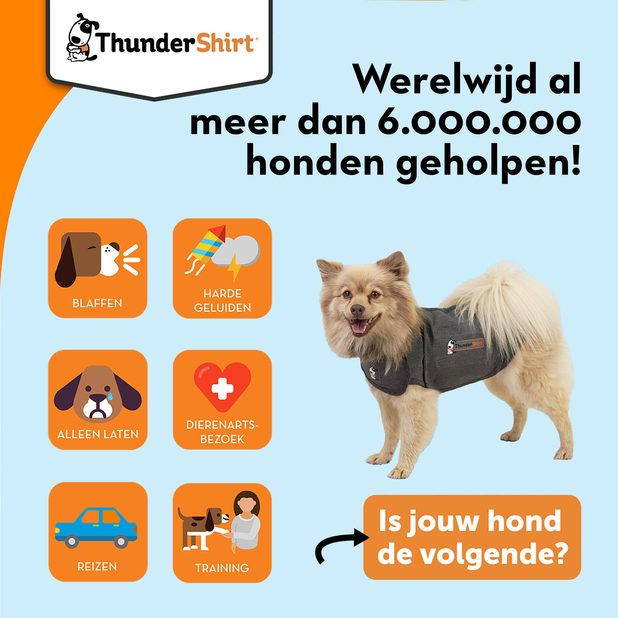 ThunderShirt hondenjas Small 6-11 kg – Ontspannende druk