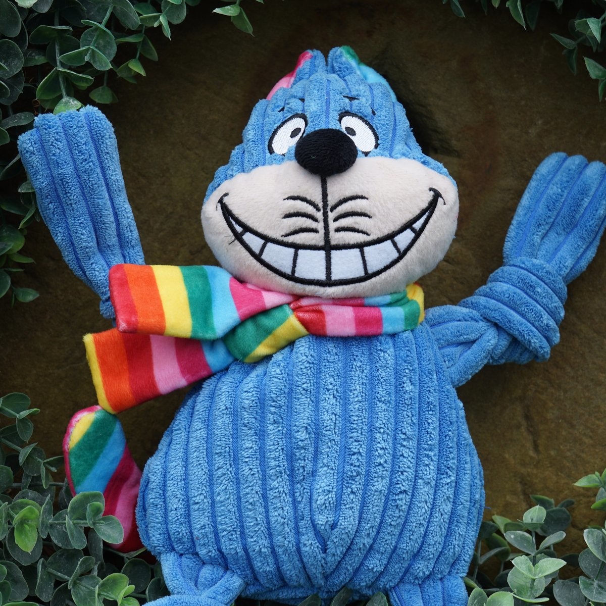 HuggleHounds® hondenknuffel Rainbow Cheshire Cat Knottie™ 25 cm – Small
