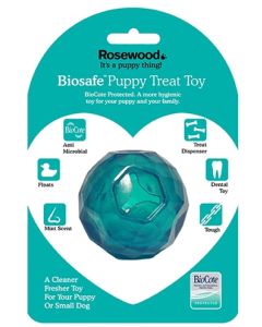 BIOSAFE Puppy Snackbal Blauw 6,5×6,5×6,5 cm – Kauwspeelgoed