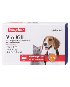 BEAPHAR Vlo Kill+ Kleine Hond/Kat 6 Tabletten – Tot 11 kg
