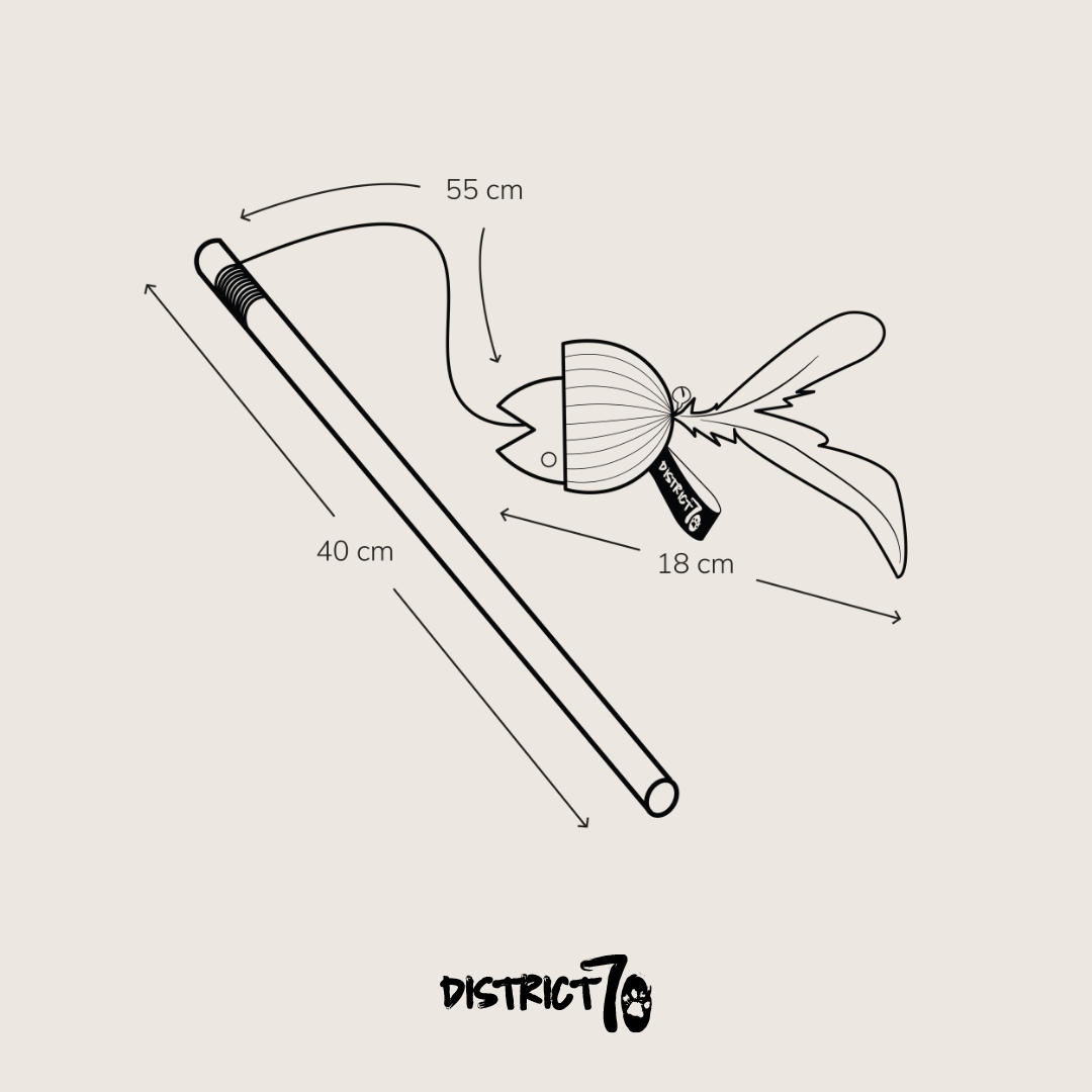 District 70 Kattenhengel BAIT Wit - 40×55×18 cm met Belletje en Veren