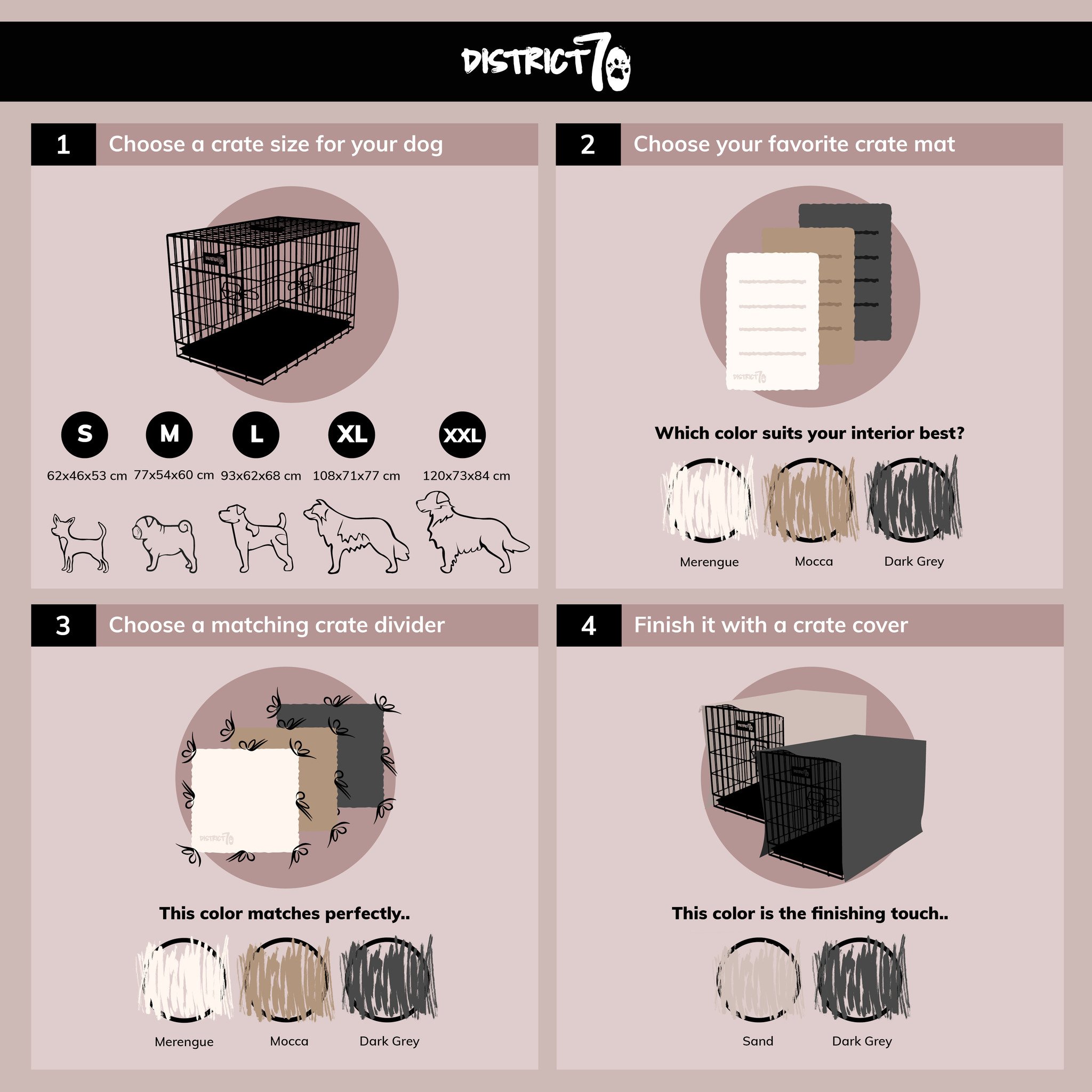 District 70 Hondenbench Hoes CRATE Cover Medium – Donker Grijs