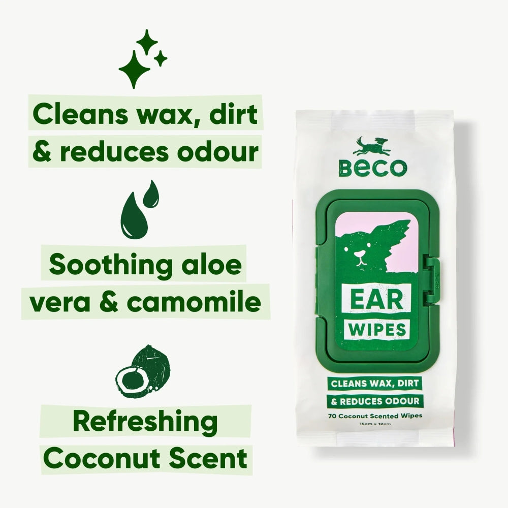 Beco Dog Ear Wipes oorreiniger kokos 70 stuks