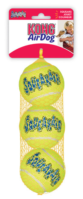 Kong SqueakAir Ball apporteerspeelgoed vilt M 6,5 cm (set van 3)