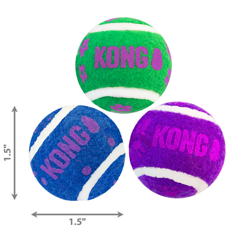 KONG Cat Active speelballetjes met belletje rubber/polyester/ijzer 4 cm