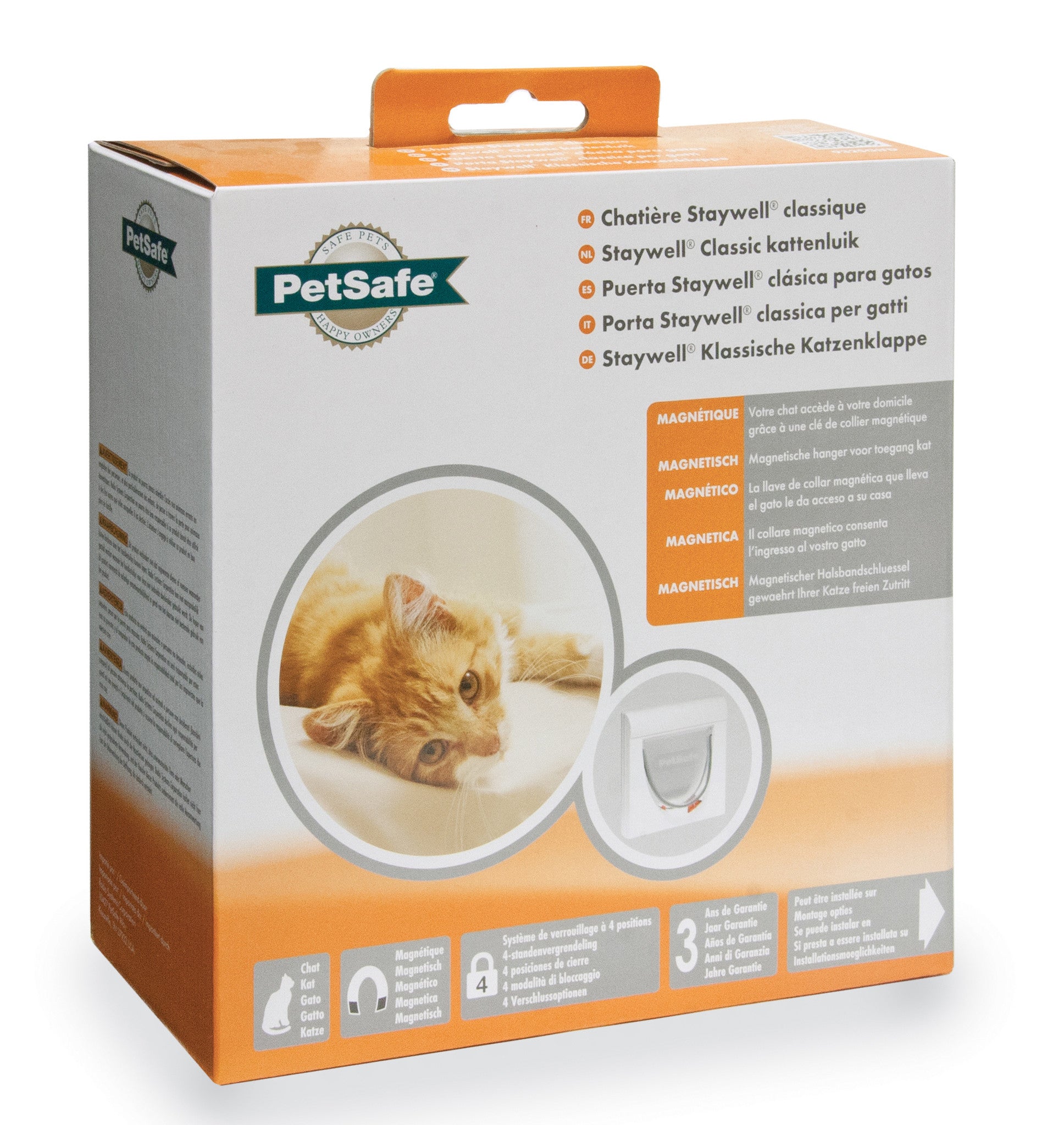 Staywell® Classic magnetische Katzenklappe – 4‑Wege-Verriegelung