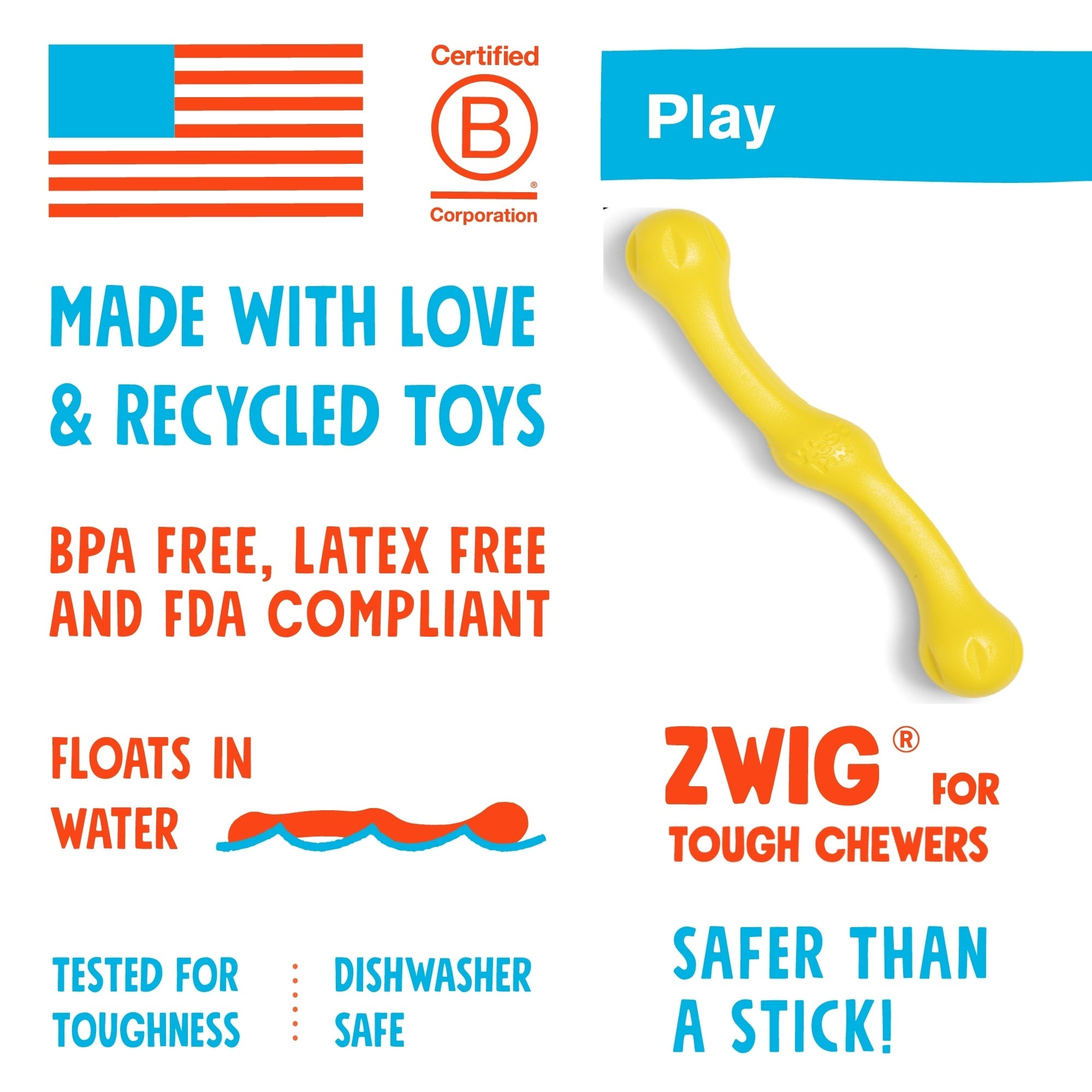 West Paw Zogoflex Echo Zwig apporteerspeelgoed Zogoflex drijvend 35 cm