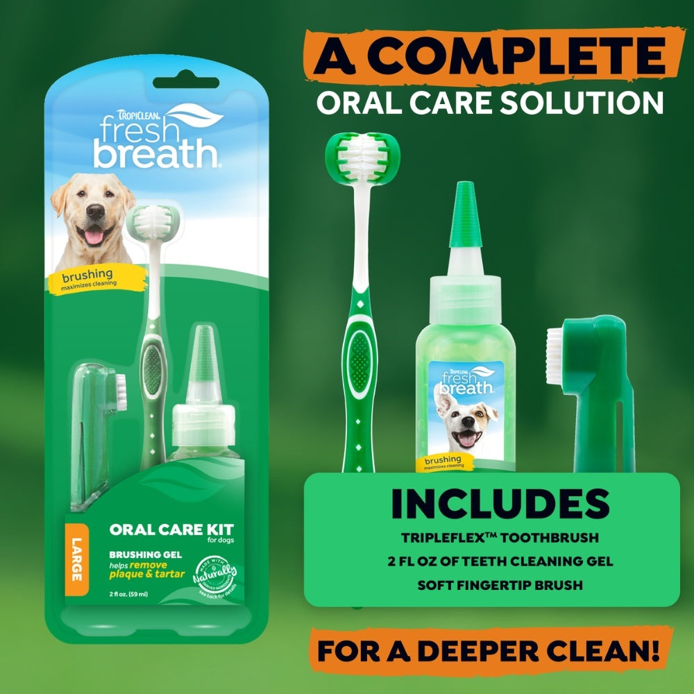 Fresh Breath Oral Care Kit hond verzorgingsproduct met TripleFlex tandenborstel {{package_size_display}}