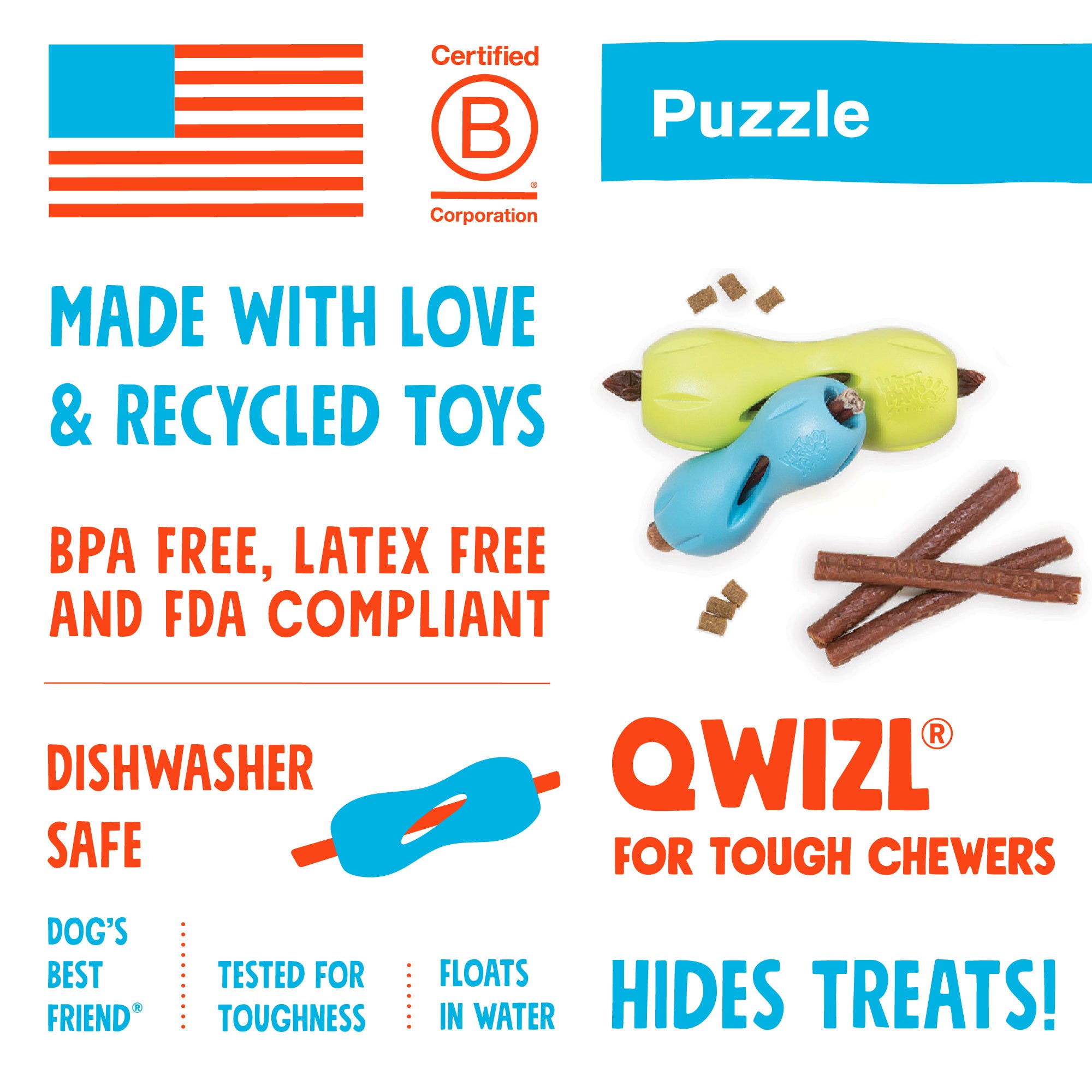 West Paw Zogoflex Qwizl kauwspeelgoed