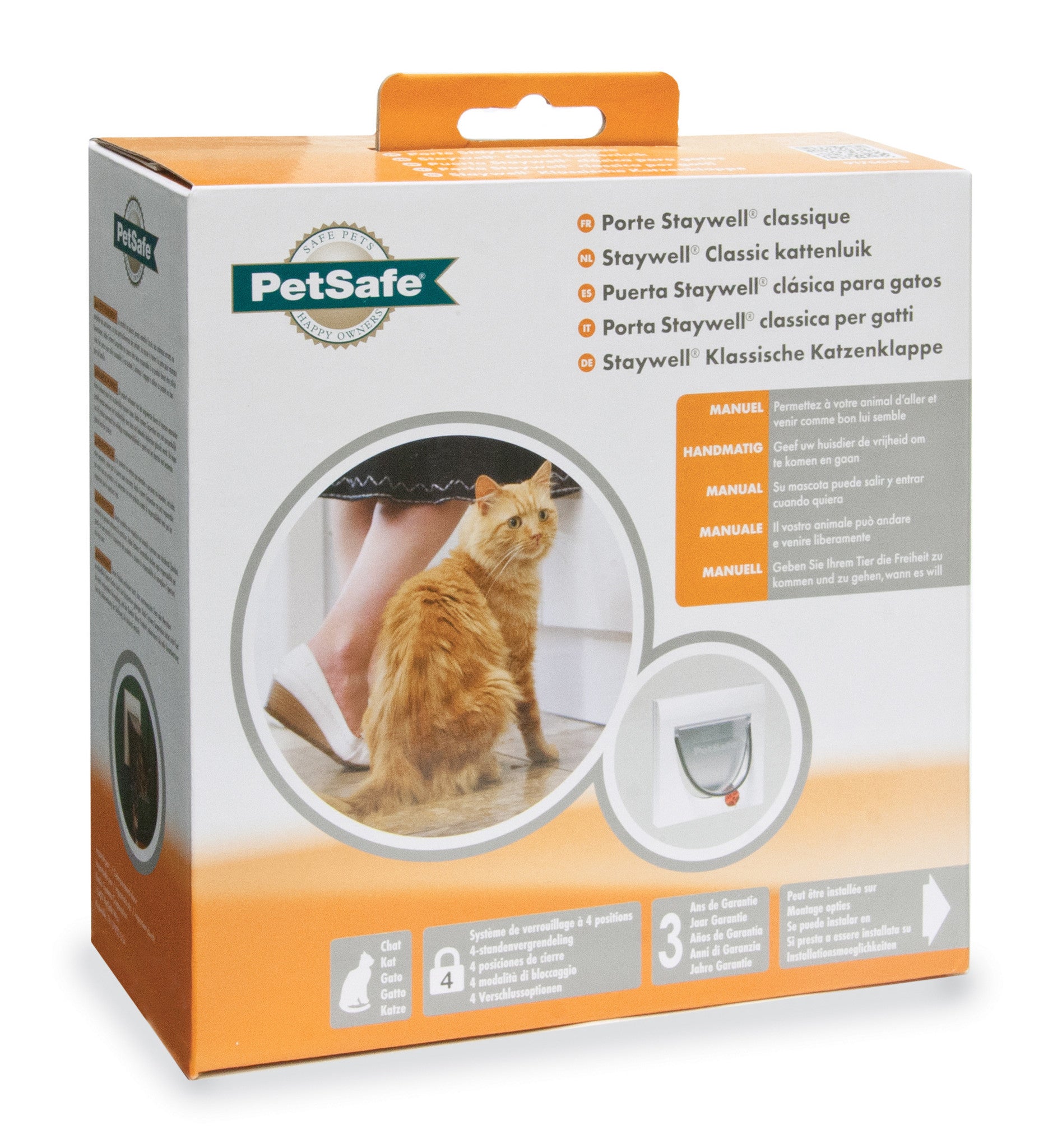 Staywell® Classic manuelle Katzenklappe mit 4‑Wege-Verriegelung – ohne Tunnelstück