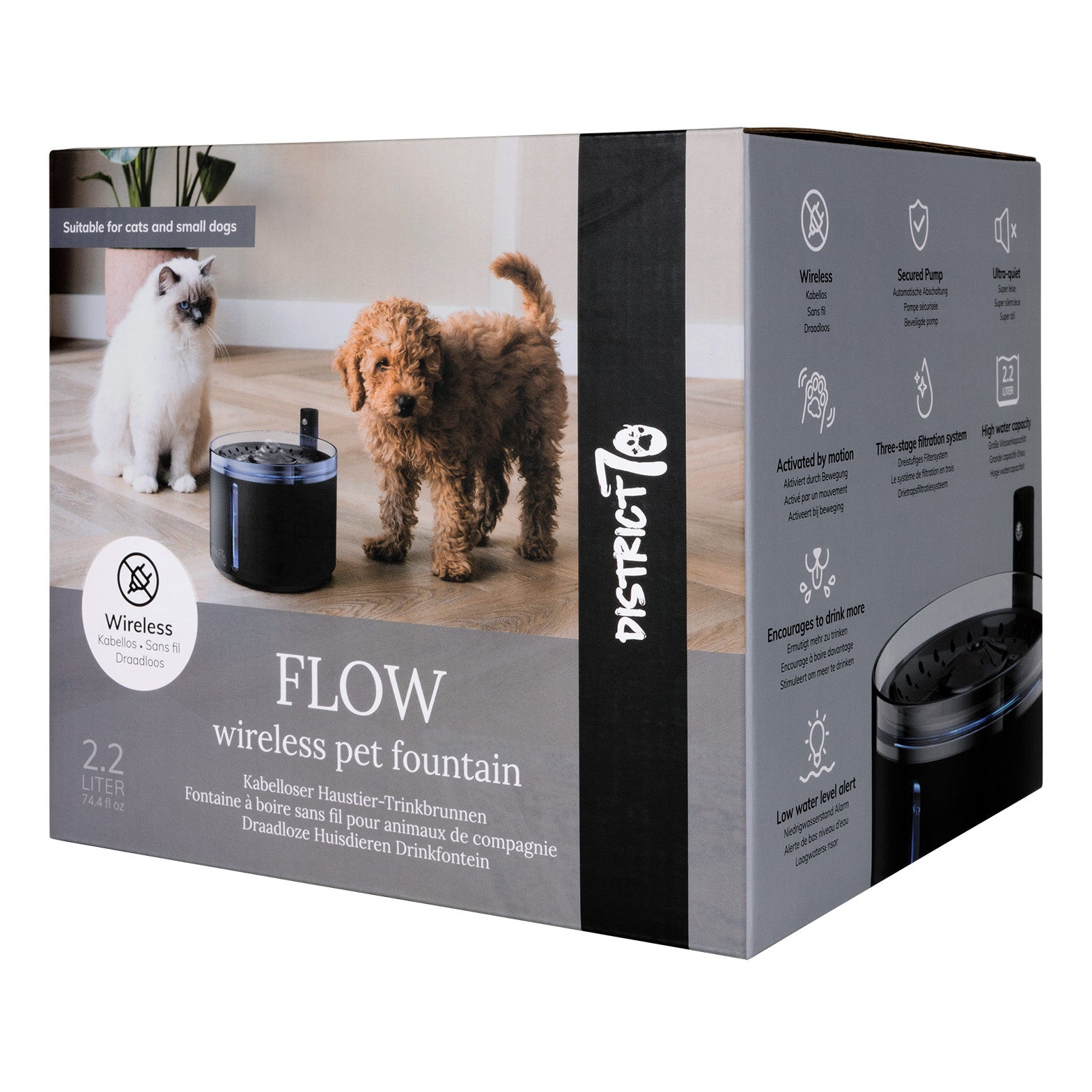 FLOW 2.2 L kabellose Trinkbrunnen - Schwarz