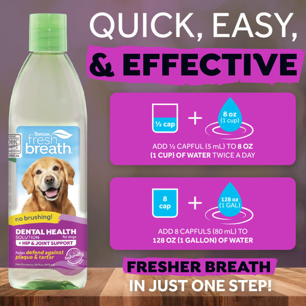 TropiClean Fresh Breath water additief Plus Hip & Joint hond