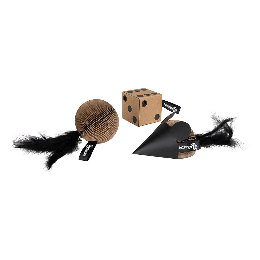 Pips Gift set kattenspeelgoed karton (GLORY 8 cm, MOUSE 11,5x8x5 cm, DICE 5,5 cm)