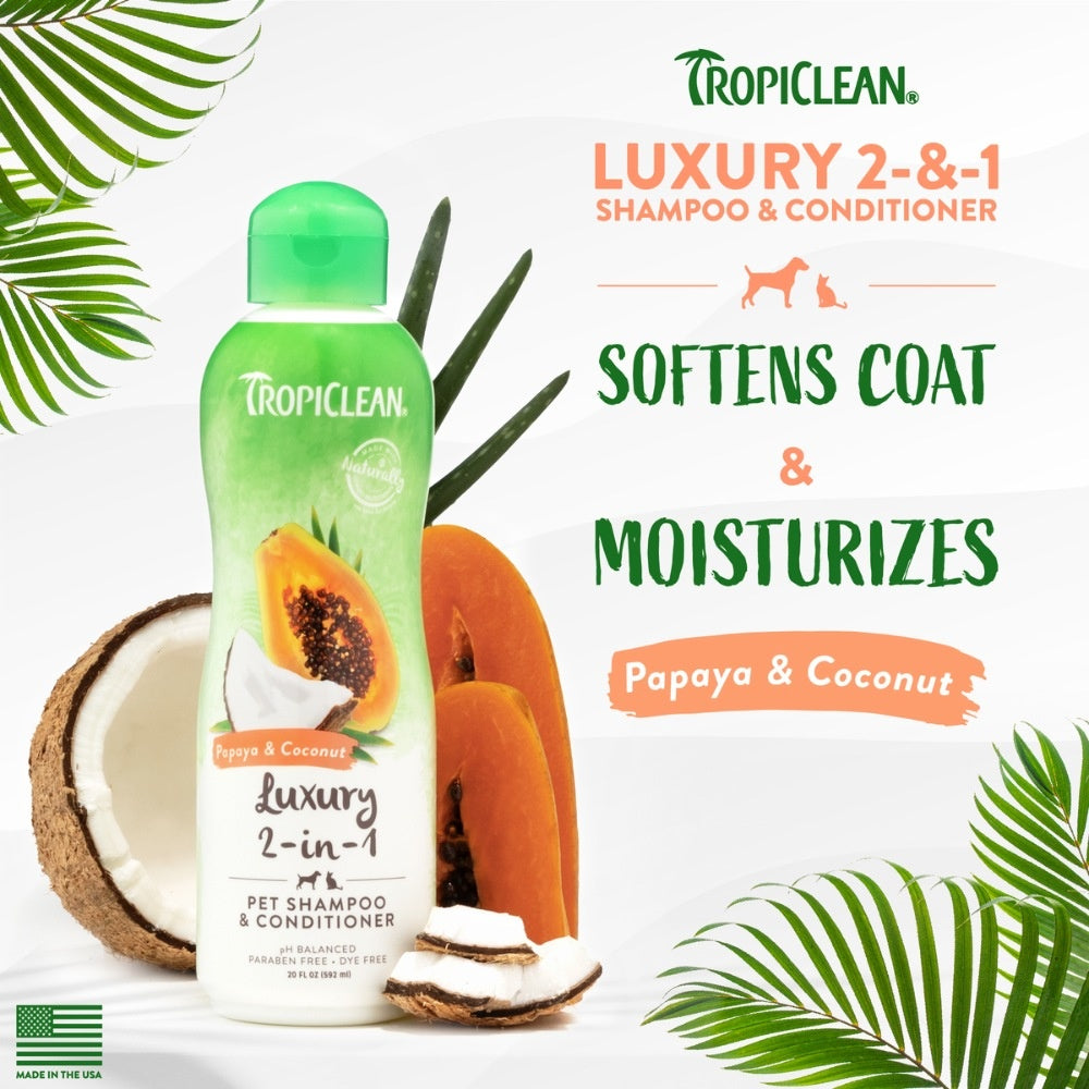TropiClean Papaja & Kokosnoot shampoo & conditioner 355 ml