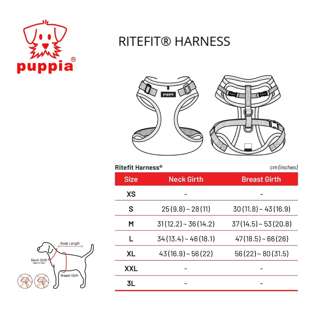 Puppia Ritefit tuigje polyester airmesh S zwart