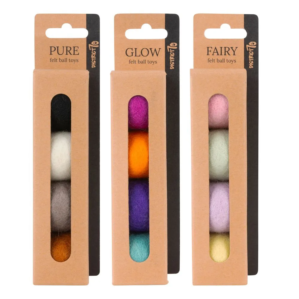 District 70 Viltballetjes PURE – GLOW, FAIRY kleur, ideale katten spelletjes