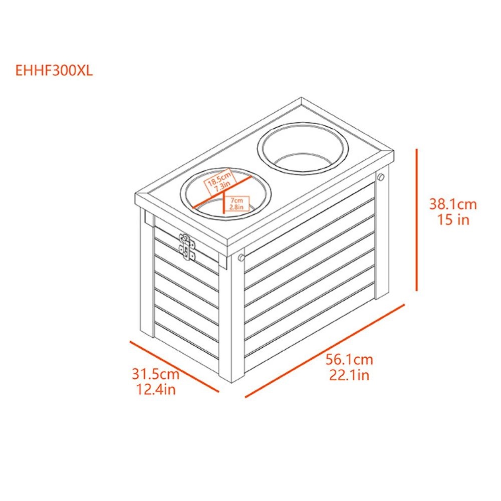 New Age Pet verhoogde voerbak Piedmont Diner XL 25×64 cm – Grijs