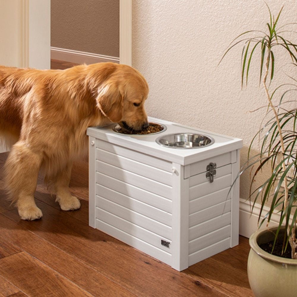 New Age Pet verhoogde hondenvoerbak Piedmont Pet Diner XL – Antiek wit