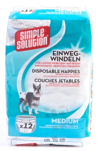 SIMPLE SOLUTION Hondenluier Wegwerp - Zeer absorberend & licht | M (41-53 cm, 7-16 kg) - 12 stuks